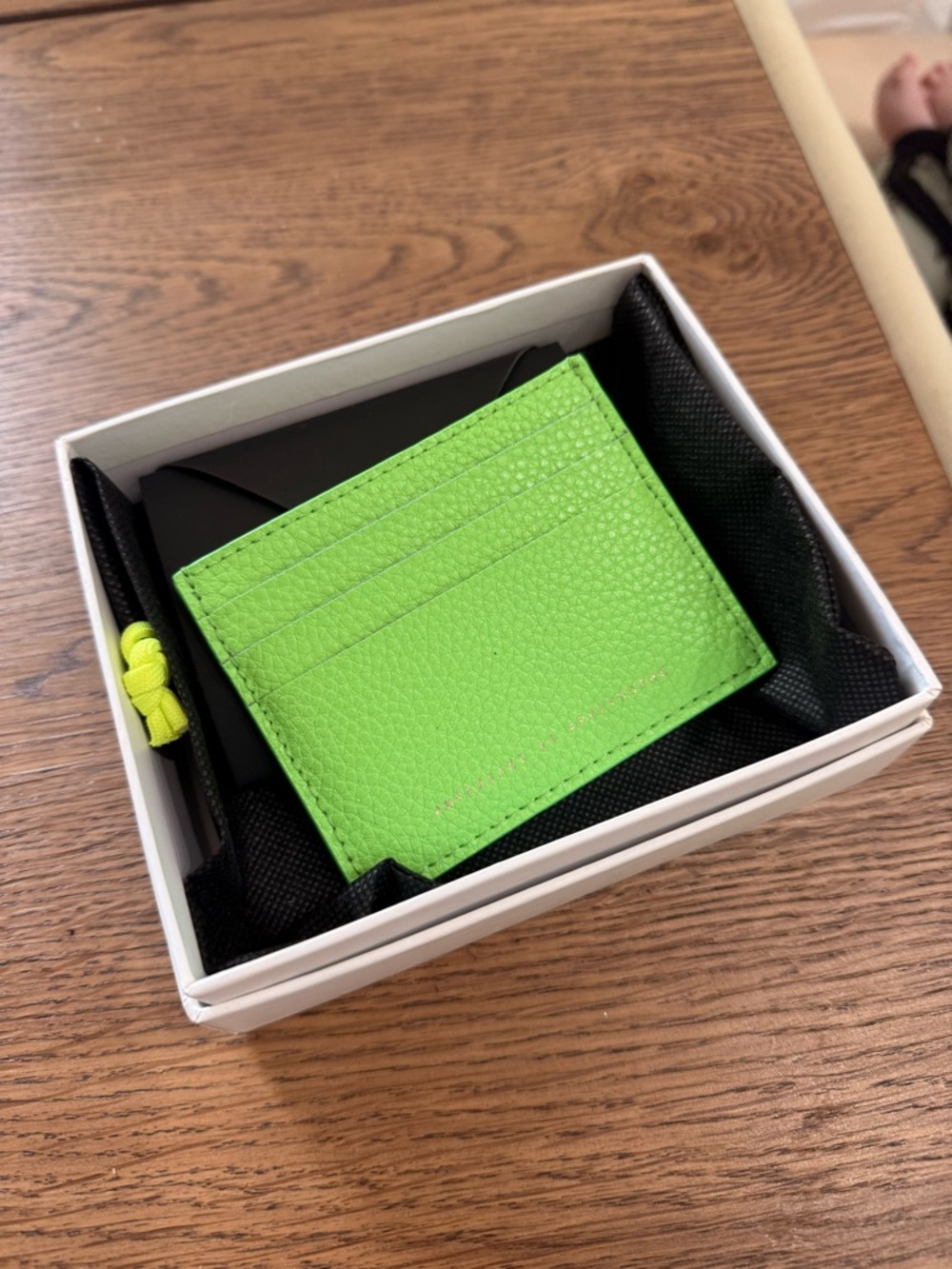 Ampersand As Apostrophe Neon Green Leather Card Wallet - Women Bags Wallets